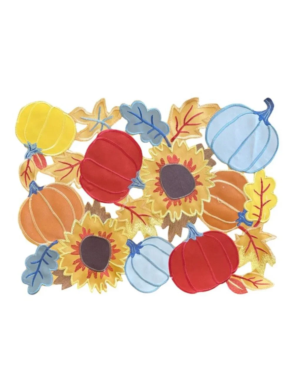 Kohls Celebrate Together Fall Harvest Pumpkin Embroidered Cut Out Placemats 4